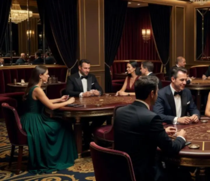 Goście bawiący się przy eleganckich stołach w casino-lounge Kravinostrefa
