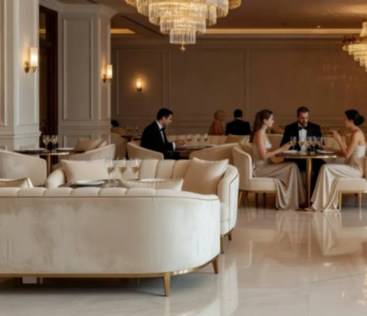 Luksusowe wnętrze Lounge Kravinostrefa z eleganckimi sofami i kasynowym klimatem