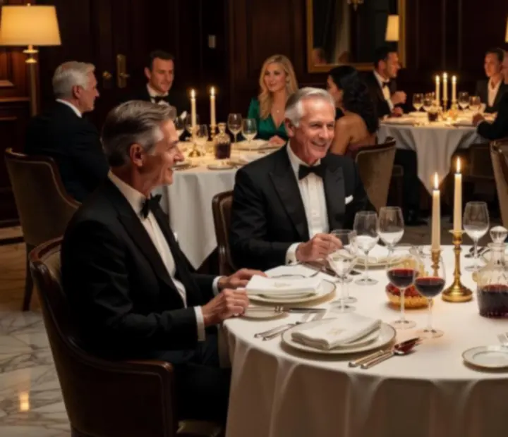 Elegancko nakryty stolik w restauracji Kravinostrefa z widokiem na nastrojową strefę rozrywki